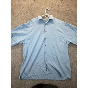 Bamboo Cay Mens XL Blue Marlin Embroidered Short Sleeve Button Down Shirt Modal